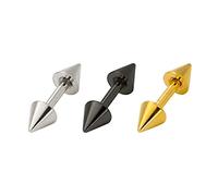Boucles d'oreilles en Acier Inoxydable garçons, Boucles d'oreilles, Argent Noir Or Noir 3pcs cône géométrique 3 à 5 mm Boucles d'oreilles mecs d'oreilles