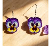 Boucles d'oreilles en acrylique 2D en forme de fleur de pensée tricolore, le violet symbolisant l'amour désintéressé. Convient pour le port quotidien et les fêtes, cadeau de la Saint-Valentin, cadeau 