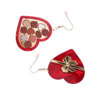 Boucles d'oreilles en acrylique avec cœur protégé Chocolat élégant avec boucles d'oreilles nœud en arc pour les anniversaires ou les anniversaires Boucles d'oreilles tendance, taille unique, Comme