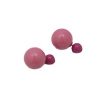 Boucles d'oreilles en acrylique - Boucles d'oreilles boule double face créatives personnalisées à la mode de couleur bonbon une ou deux boucles d'oreilles portables pour femmes, Poudre assortie a