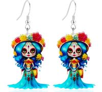 Boucles d'oreilles en acrylique « Day of the Dead » en forme de poupée morte - Bijoux effrayants et légers, parfaits pour Halloween et fête à thème pour femmes, M, Acrylique, Ormeau
