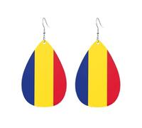 Boucles d'oreilles en acrylique en forme de goutte Joli drapeau de la Roumanie Imprimé léger FashionTeardrop Dangle Boucles d'oreilles, One Size, Acrylique, Pas de gemme