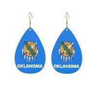 Boucles d'oreilles en acrylique en forme de goutte - Joli drapeau de l'État de l'Oklahoma - Impression légère - Mode Teardrop - Boucles d'oreilles pendantes, One Size, Acrylique, Pas de gemme