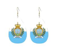 Boucles d'oreilles en acrylique en forme de goutte Joli drapeau de Saint-Marin imprimé léger FashionTeardrop Dangle Boucles d'oreilles, One Size, Acrylique, Pas de gemme