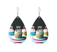 Boucles d'oreilles en acrylique en forme de goutte - Joyeux anniversaire - Impression de gâteaux légers - Mode Teardrop - Boucles d'oreilles pendantes, One Size, Acrylique, Pas de gemme