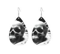 Boucles d'oreilles en acrylique en forme de goutte Mignon crânes noirs et blancs imprimés légers fashionTeardrop boucles d'oreilles pendantes, One Size, Acrylique, Pas de gemme