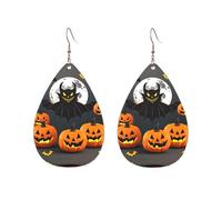 Boucles d'oreilles en acrylique en forme de goutte Mignon Halloween Lune Chauve-souris Citrouille Imprimer Léger FashionTeardrop Boucles d'oreilles pendantes, One Size, Acrylique, Pas de gemme