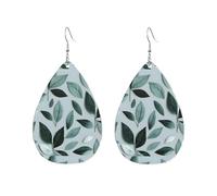 Boucles d'oreilles en acrylique en forme de goutte - Mignon imprimé feuille gris menthe léger fashionTeardrop boucles d'oreilles pendantes, One Size, Acrylique, Pas de gemme