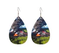 Boucles d'oreilles en acrylique en forme de goutte Mignon Kilauea volcan imprimé floral léger fashionTeardrop boucles d'oreilles pendantes, One Size, Acrylique, Pas de gemme