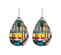 Boucles d'oreilles en acrylique en forme de goutte mignon lisbon tram imprimé léger fashionTeardrop boucles d'oreilles pendantes, One Size, Acrylique, Pas de gemme