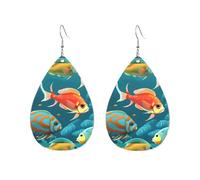 Boucles d'oreilles en acrylique en forme de goutte Mignon océan sous-marin imprimé poisson léger FashionTeardrop boucles d'oreilles pendantes, One Size, Acrylique, Pas de gemme