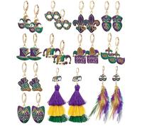 Boucles d'oreilles en acrylique pour femme - Boucles d'oreilles à tige en acrylique pour Noël, la Saint-Valentin, la Saint-Patrick - Boucles d'oreilles de vacances - 4 à 6 paires - Acrylique