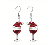 Boucles d'oreilles en acrylique pour tasse de bière de Noël du Nouvel An 2025 Boucles d'oreilles High Sense Design du Nouvel An (Red, One Size)