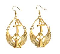 Boucles d'oreilles en alliage avec pendentif déesse égyptienne - Texture en alliage - Convient pour les amateurs d'histoire à la recherche d'accessoires uniques