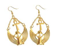 Boucles d'oreilles en alliage avec pendentif déesse égyptienne - Texture en alliage - Convient pour les amateurs d'histoire à la recherche d'accessoires uniques et de charme mystique, taille unique