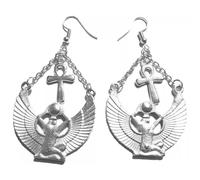 Boucles d'oreilles en alliage avec pendentif déesse égyptienne - Texture en alliage - Convient pour les amateurs d'histoire à la recherche d'accessoires uniques et de charme mystique, taille unique