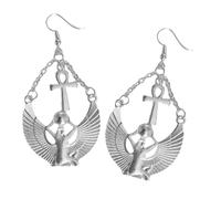Boucles d'oreilles en alliage avec pendentif déesse égyptienne - Texture en alliage - Convient pour les amateurs d'histoire à la recherche d'accessoires uniques à porter au quotidien, taille unique