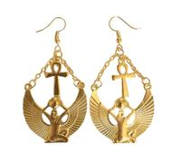 Boucles d'oreilles en alliage avec pendentif déesse égyptienne - Texture en alliage - Convient pour les amateurs d'histoire à la recherche d'accessoires uniques, Zinc