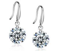 Boucles d'oreilles en Argent 925 avec Boucles d'oreilles Pendantes Zircon de 8mm Boucle d'oreille pour Femme