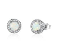 Boucles d'oreilles en Argent 925 Clous d'oreilles Opale ave Cubic Zirconia Boucles d Oreilles pour Femme Fille