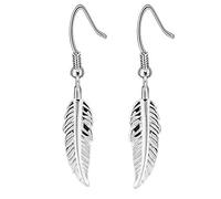 Boucles d'oreilles en Argent 925 Femme Boucles d'oreilles Pendantes Plume Boucles d Oreilles pour Femme