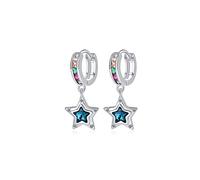 Boucles d'oreilles en argent 925 pendantes, Stella - Boucles d'oreilles pendantes en argent pour femmes - Créoles en argent - Petites - 1 paire de boucles d'oreilles en argent - Créoles pour filles