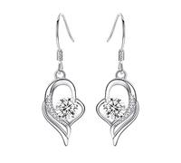 Boucles d'oreilles en argent 925 pour cristal tempérament éternel femmes femmes pendentif cœur cœur fourrure boucles d'oreilles (argent, taille unique)
