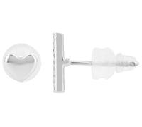 Boucles d'oreilles en argent 925 véritable « Cali» avec zircone, rhodié, Argent 925 rhodié