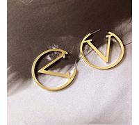 Boucles D'Oreilles en Argent Pour Femmes, Lettre Géométrique en Métal Doré Tendance v Hiphop Exagération Big Round Drop Boucles D'Oreilles Pour Femmes Jeux Cadeaux Pour Petite Amie, Épouse, Sœur, Fil