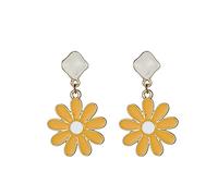 Boucles D'Oreilles en Argent Pour Femmes, Si Mignon Petit Alliage de Fleur de Marguerite Pendentif Couleur Glaçage Femmes Goutte Boucles D'Oreilles Romantiques Bijoux de Vacances Pour Femmes Cadeaux