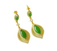 Boucles d'oreilles en argent S925 et jade naturel, Zircone cubique
