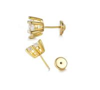 Boucles d'oreilles en argent sterling 925 avec fermoir à vis, plaqué or ou argent | Zircone cubique 3-7 mm | Pour femme, homme et fille | Idée cadeau avec boîte cadeau