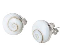 Boucles d'oreilles en argent sterling 925 avec œil de Shiva - Pierres de Sainte Lucie - Perles naturelles - Coquillage marin - Petites boucles d'oreilles argentées blanche
