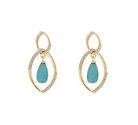 Boucles d'oreilles en argent sterling 925 avec nœud d'amour turquoise et pierre précieuse celtique occidentale pour femmes et adolescentes, 8 x 11mm, Argent sterling, Turquoise