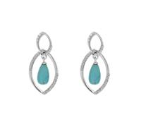 Boucles d'oreilles en argent sterling 925 avec nœud d'amour turquoise et pierre précieuse celtique occidentale pour femmes et adolescentes, 8 x 11mm, Argent sterling, Turquoise