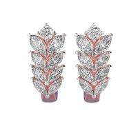 Boucles d'oreilles en argent sterling 925 avec pétales en fleurs | Plaqué or rose | Pierre n° 18 | Taille de la pierre : 0,08-0,29 mm | Poids : 2,88 crt | Forme : Ronde et marquise | 5,076 g | R_00213