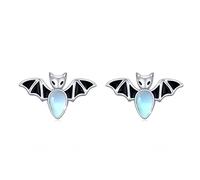 Boucles d'oreilles en argent sterling 925 avec pierre de lune - Boucles d'oreilles chauve-souris - Hypoallergéniques - Cadeau pour femme, Argent sterling