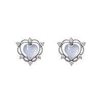 Boucles d'oreilles en argent sterling 925 avec pierre de naissance opale pour femmes et filles (argent, taille unique)