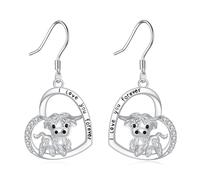 Boucles d'oreilles en argent sterling 925 en forme de bœuf des Highlands pour femmes - Boucles d'oreilles pendantes - Style bohème - Cadeau - Crochet français hypoallergénique - Légères