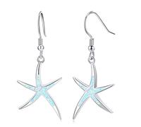 Boucles d'oreilles en argent sterling 925 en forme d'étoile de mer avec opale, bijoux nautiques hawaïens pour femmes et amateurs d'étoiles de mer, Argent sterling, Opale