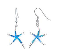 Boucles d'oreilles en argent sterling 925 en forme d'étoile de mer avec opale, bijoux nautiques hawaïens pour femmes et amateurs d'étoiles de mer