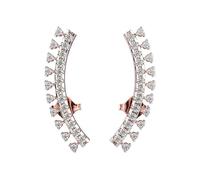 Boucles d'oreilles en argent sterling 925 incrustées de vigne pour piercings | Plaqué or rose | Pierre n° 46 | Taille de la pierre : 0,01-0,10 mm | Poids : 0,45 crt | Forme : Ronde | 3,59 g ||R_00169