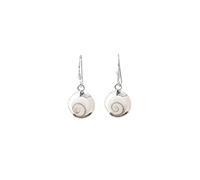 Boucles d'oreilles en argent sterling 925 Oeil de Shiva - Pierre Sainte-Lucie - Perles naturelles - coquillage - Boucles d'oreilles en argent blanc, Œil de Sainte Lucie