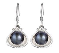 Boucles d'oreilles en argent sterling 925, perle naturelle en coquillage, sans nickel, hypoallergéniques pour les peaux sensibles, perles d'eau douce noires et blanches, bijoux îles hawaïennes, boîte