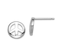 Boucles d'oreilles en argent sterling 925 poli avec signe de paix mesurant 10 x 10 mm de large, bijoux pour femmes
