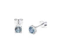 Boucles d'oreilles en argent sterling avec aigue-marine et pierre de naissance CZ 4 mm