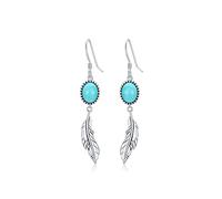 Boucles d'oreilles en argent sterling avec turquoise naturelle et turquoise
