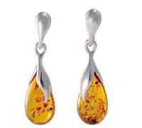 Boucles d'oreilles en argent sterling et ambre de miel de la Baltique certifiés GIA "Tina"