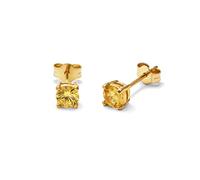 Boucles d'oreilles en argent sterling plaqué or citrine CZ 4 mm