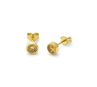 Boucles d'oreilles en argent sterling plaqué or citrine CZ 4 mm